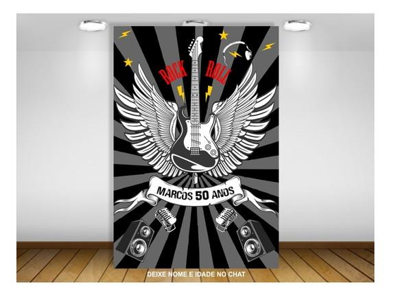 Painel de Festa Vertical Rock And Roll 1,50x2,20m