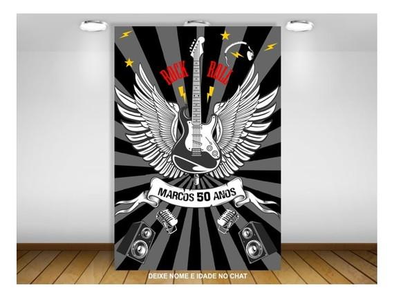 Painel de Festa Vertical Rock And Roll 1x2m