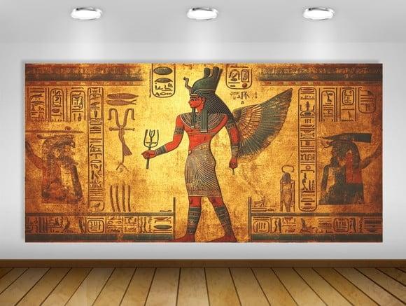 Painel Egito Divindade Egípcia Hieróglifos 2x1m