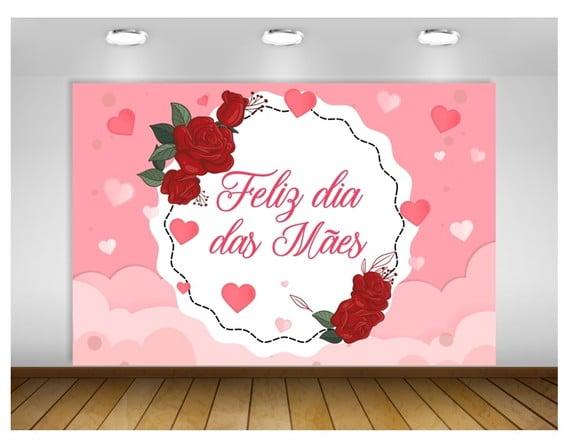Painel Feliz Dia das Mãe 1,50x1m - Impressão Lona