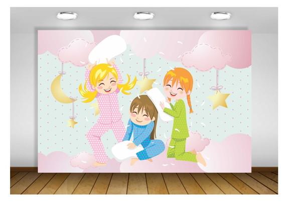 Painel Festa do Pijama Rosa 1,50x1m