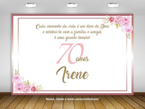 Painel Floral 70 Anos 1,50x1m - Impressão Lona