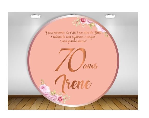 Painel Floral Salmão e Cobre 70 Anos 1,50m - Impressão Lona