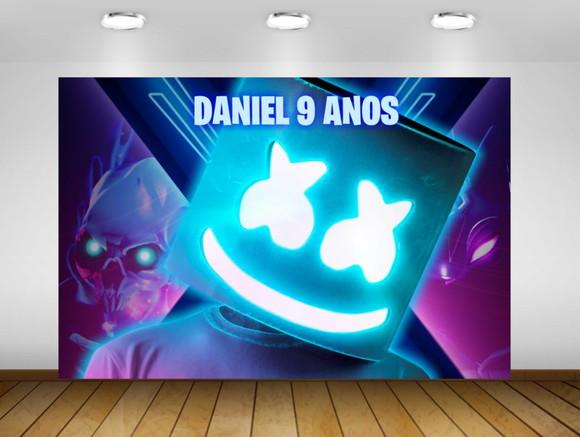 Painel Fortnite Marshmello 1,50x1M - IMPRESSÃO LONA