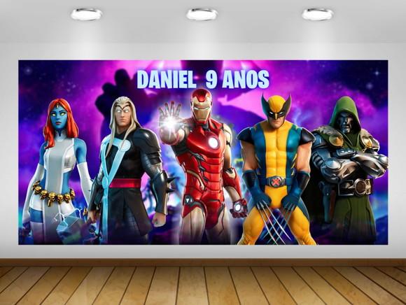 Painel Homem de ferro fortnite 2x1M - IMPRESSÃO LONA