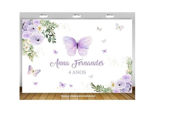 Painel Jardim das Borboletas Lilás 2x2m