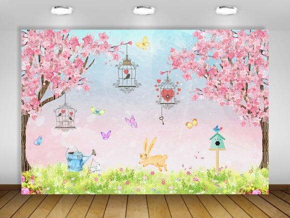 Painel jardim encantado das borboletas 1,50x1m