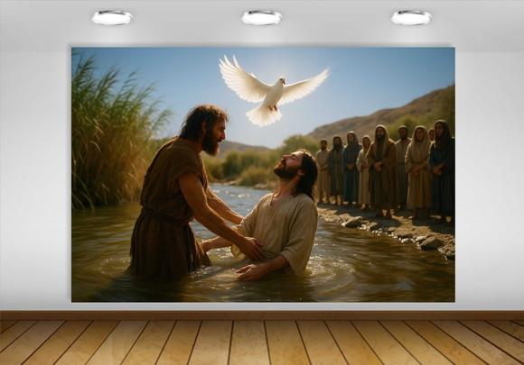 Painel Jesus Batismo Espírito Santo Pomba Branca
