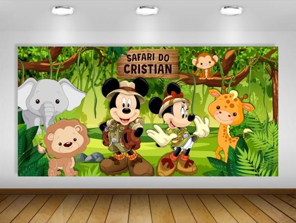 Painel Mickey e Minnie Safari 2x1m