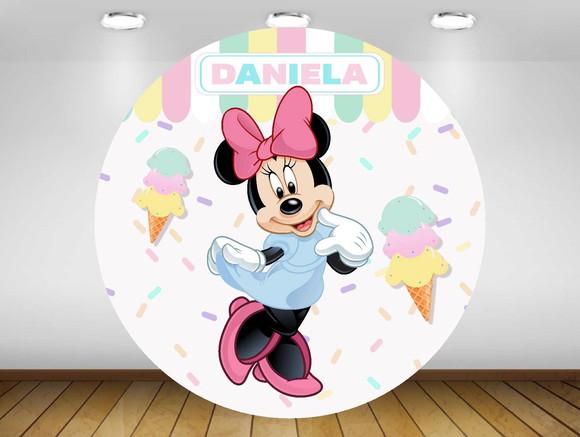 Painel Minnie Sorveteria 1,20m - Impressão Lona