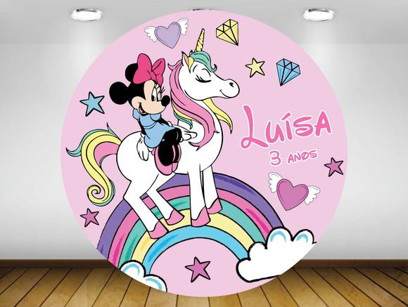 Painel Minnie Unicórnio 1,20m - Impressão Lona