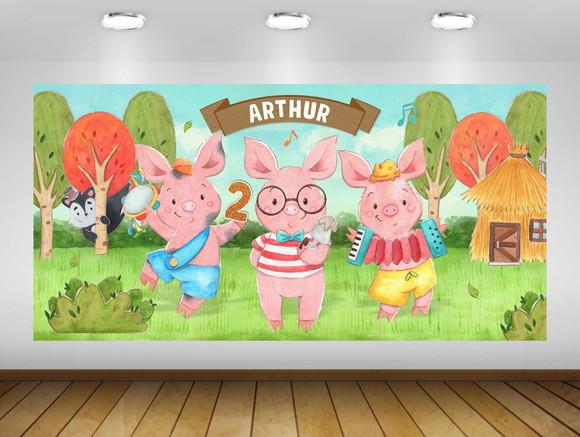 Painel Os Três Porquinhos 2x1m