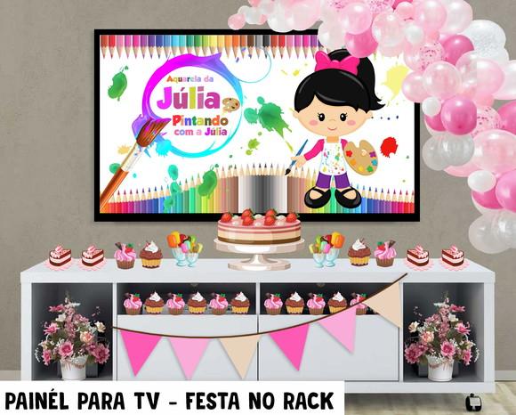 Painel para TV Pintando o sete Festa no Rack - Digital
