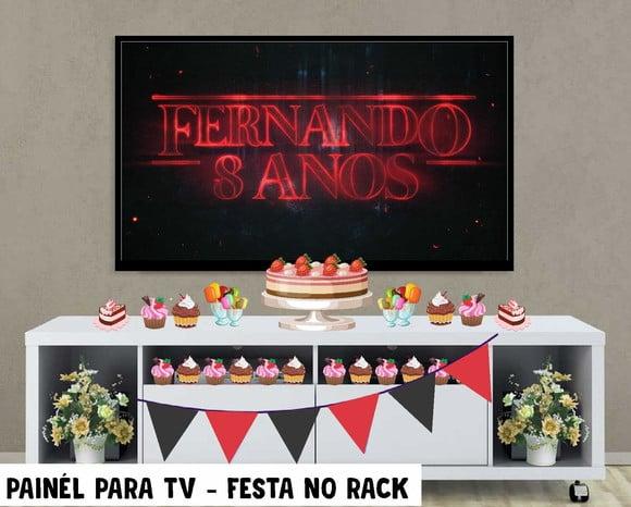 Painel para TV stranger things Festa no Rack - Digital