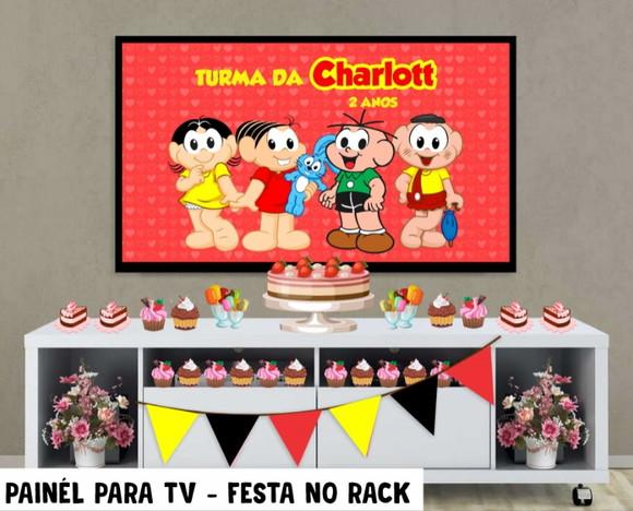 Painel para TV turma da Mônica Festa no Rack - Digital