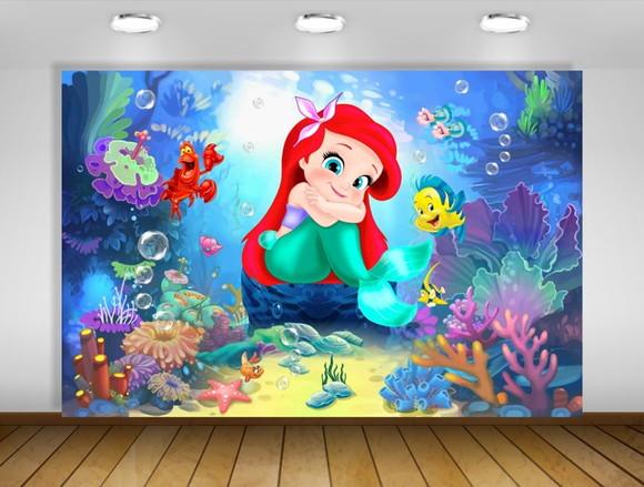 Painel Pequena Sereia Ariel Baby 1,50x1m