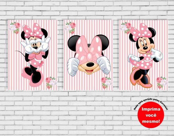 Painel Pôster Minnie Rosa (Arquivo A4 para download) DIGITAL