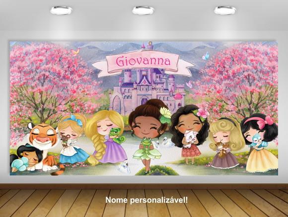 Painel Princesas Disney Aquarela Baby Bebê