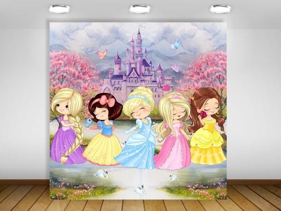 Painel Princesas Disney Aquarela Baby Bebê 2x2m