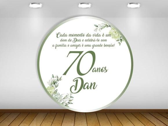 Painel Redondo em Lona Floral 70 Anos 1,50m