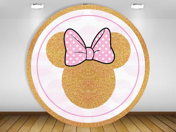 Painel Redondo Minnie Dourado 1,50m