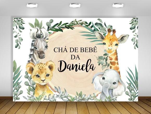 Painel Safari Chá de Bebê 3x2m - Impresso em Lona