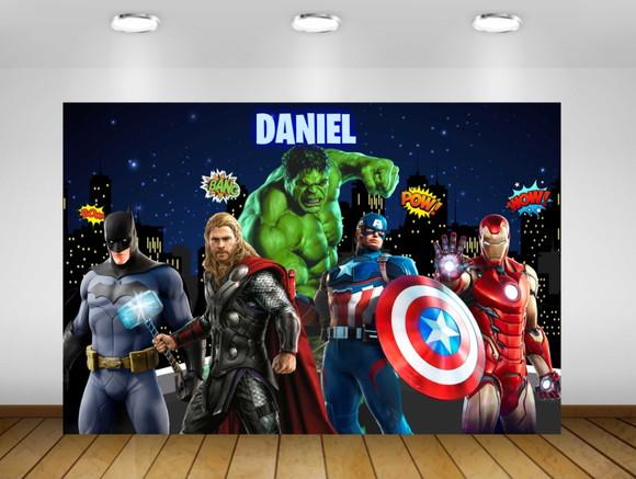 Painel Super Heróis 1,50x1M - IMPRESSÃO LONA