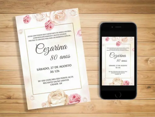 Convite 80 anos 50 60 70