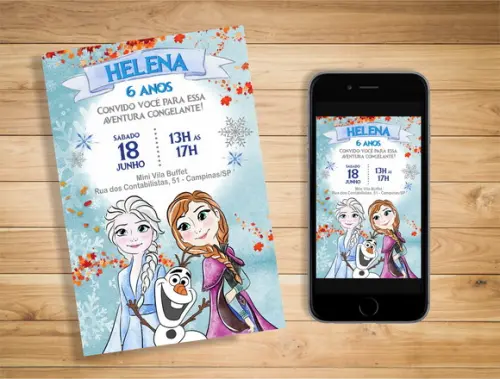 Convite Frozen 2 Aquarela