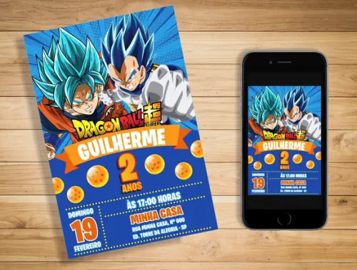 Convite Goku e Vegeta Dragon Ball Super