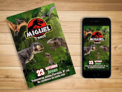 Convite Jurassic world dinossauro