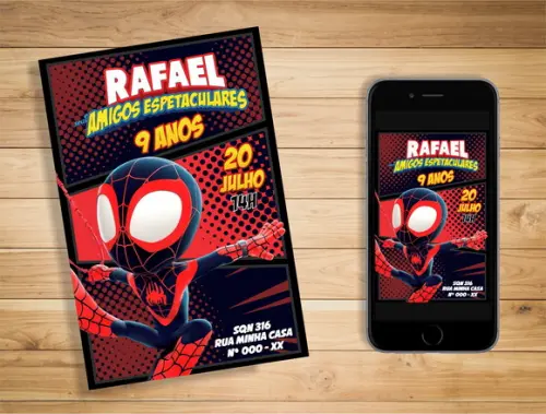Convite miles morales spidey e seus amigos espetaculares
