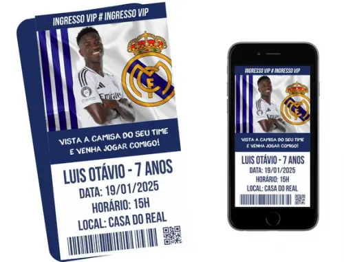 Convite Real Madrid Vinícius Junior Vini Jr - Digital