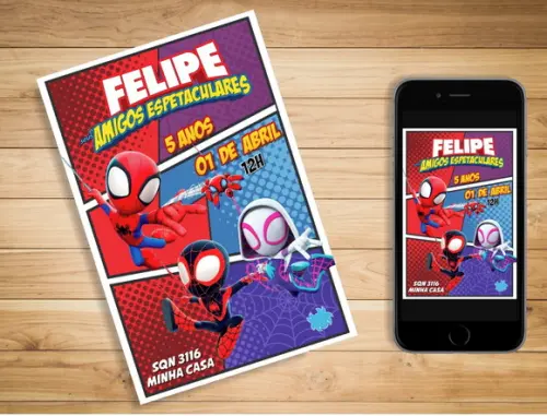 Convite Spidey e Seus Amigos Espetaculares