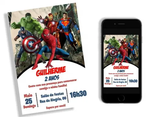 Convite Vingadores Liga da Justiça Digital