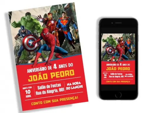 Convite Vingadores Liga da Justiça Digital
