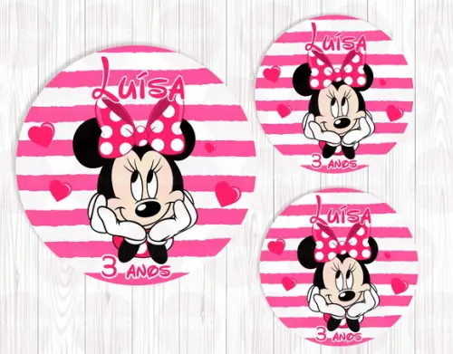 Minnie Adesivo de Tubete ou Latinha - Arte Digital
