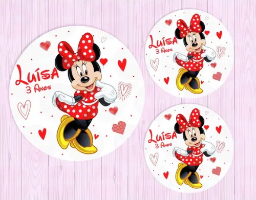 Minnie Adesivo de Tubete ou Latinha - Arte Digital