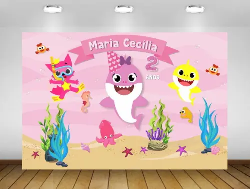 Painel Baby Shark 1,50x1m - Impressão Lona