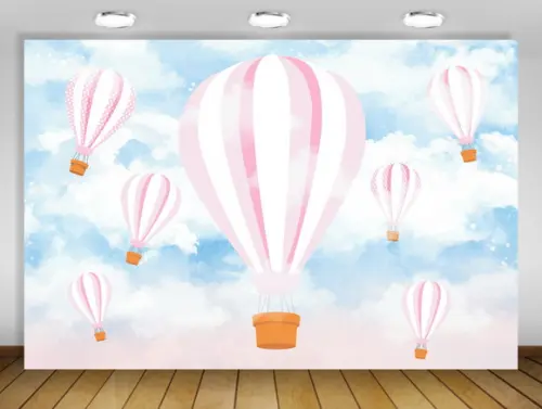 Painel Balão de Ar Quente Rosa 1,50x1m