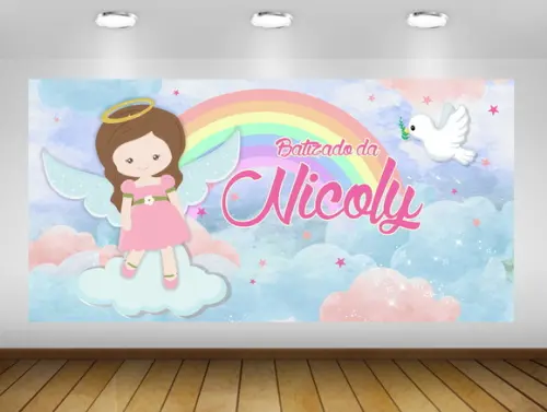 Painel Batizado menina rosa