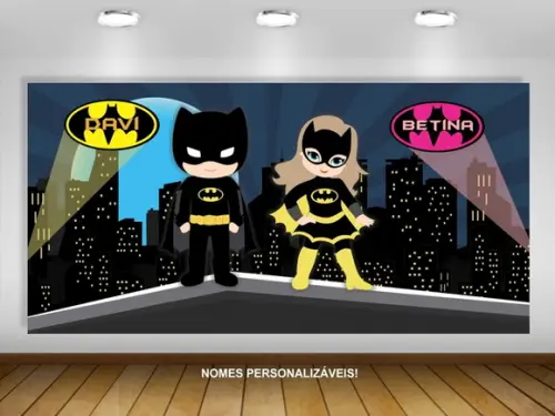 Painel Batman e Batgirl Baby 2x1m