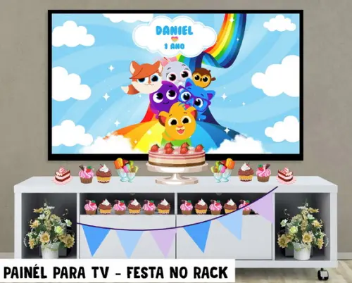 Painel Bolofofos Festa no Rack Digital