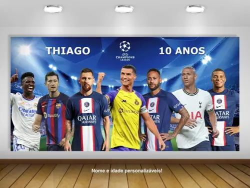 Painel Champions Neymar Richarlison Cristiano 2x1m