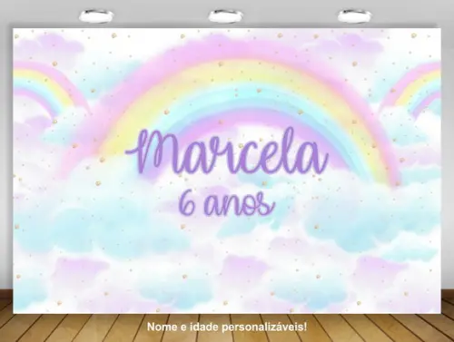 Painel de festa Arco-íris aquarelado