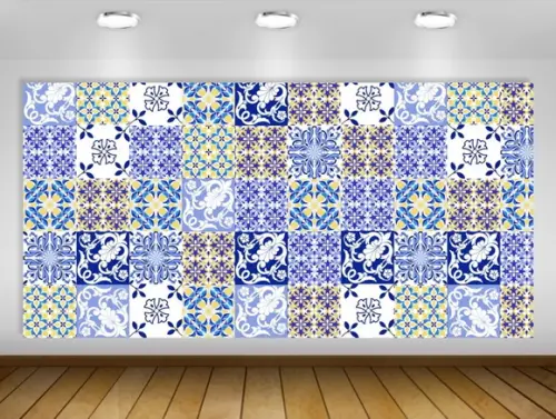 Painel de Festa Azulejo Mosaico 2x1m