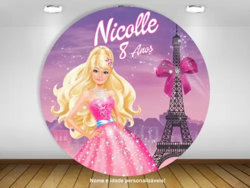 Painel de Festa Barbie Moda e Magia 1,20m - Impressão Lona