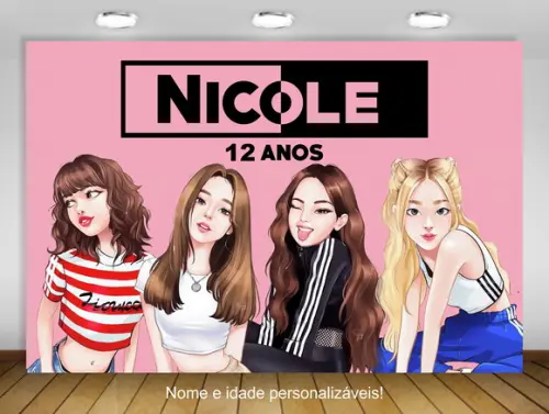 Painel De Festa Black Pink 2x1,50m