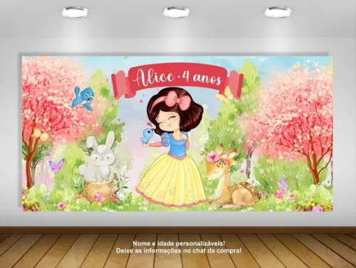 Painel de Festa Branca de Neve Baby 2x1m