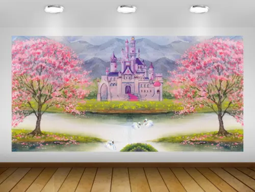 Painel de Festa Castelo Princesa Aquarela 2x1m